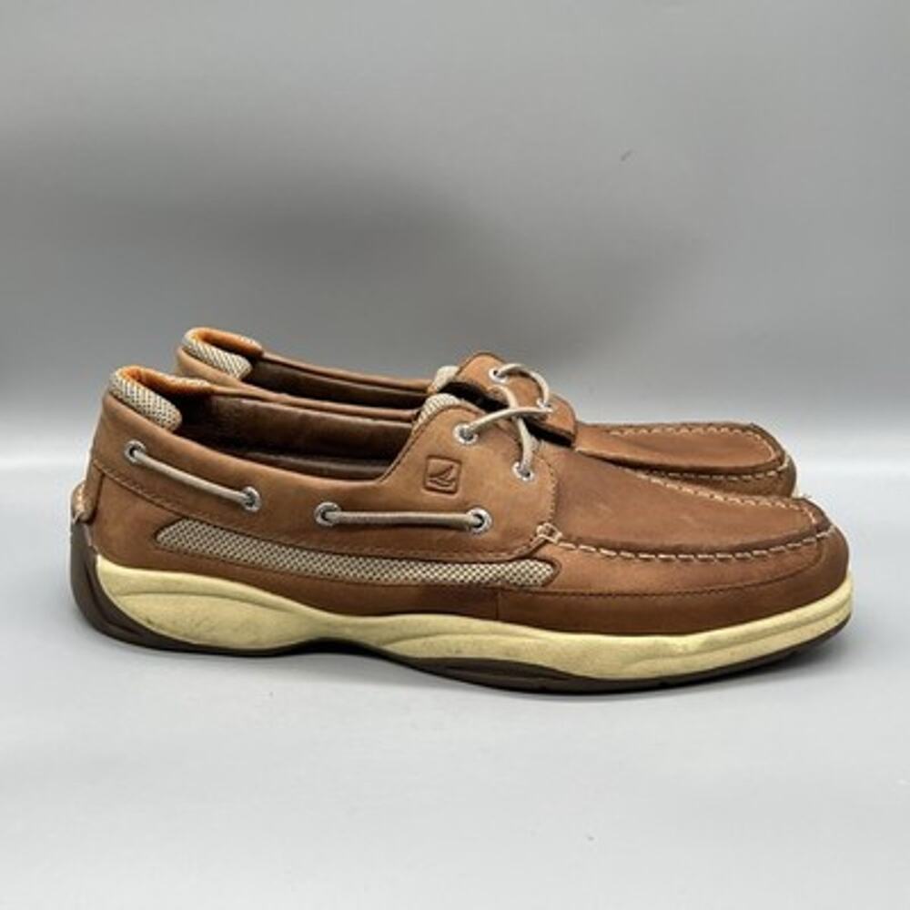 Sperry Shoes Mens 13 Brown Leather Top Sider Boat Deck Moc Toe Casual Comfort